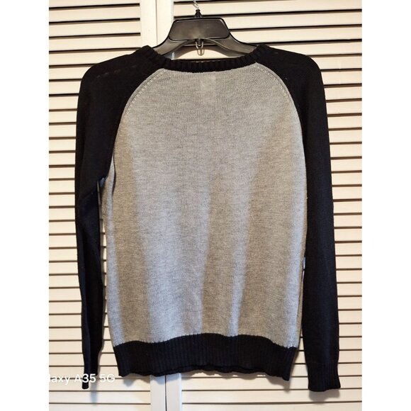 Disney Minnie Mouse Black & Gray Raglan Knit Sweater With Red Plaid Bow Womens M - Picture 3 of 6